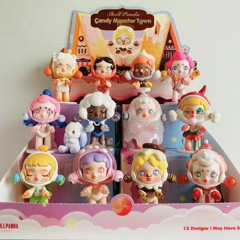 Popmart รุ ่ นจํากัด SKULLPANDA Candy Monster Town series กล ่ องลึกลับของขวัญดิจิตอล
