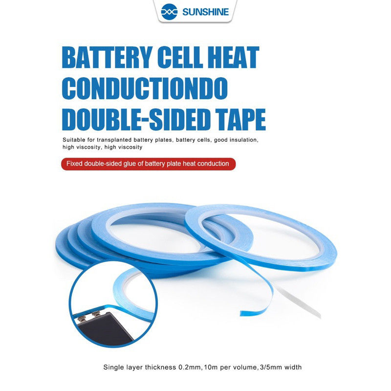 กาว 2 หน้า 3M สีฟ้า(blue) 0.3cm ใช้ติดแค่เปลี่ยนขั้วแบตเตอร์รี่