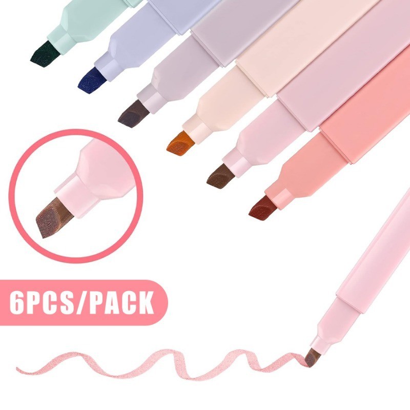 6 ชิ้น Morandi Aesthetic Highlighters ไม่มีเลือดออก Bible Highlighter น่ารักสีสัน Morandi Highlighte