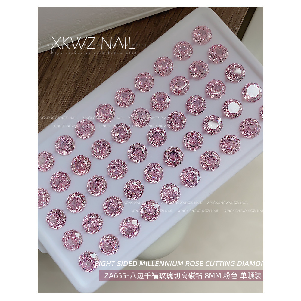 1ชิ้นแพ็คคาร์บอนสูงเพชรเพทายแปดเหลี่ยมกุหลาบมิลเลนเนียมกุหลาบกระพริบเล็บเพชรเครื่องประดับเกรดแฮนด์เมดอุปกรณ์ตกแต่งเล็บ - รูปที่ 6