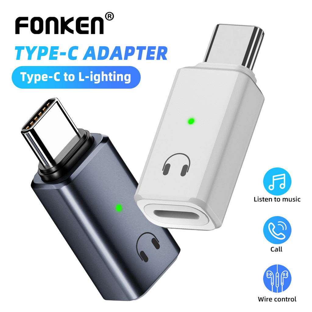 Fonken USB C อะแดปเตอร์เสียงหูฟังเข้ากันได้กับ Phone15 Pro Max Plus ชาย Type-C ถึงหญิง IOS พอร์ตหูฟัง Converter