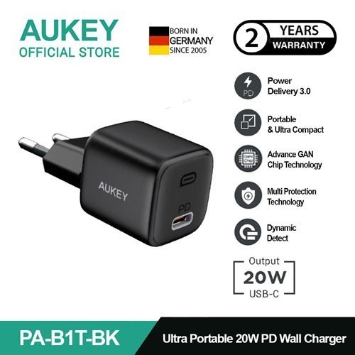 Aukey 20W Type C อะแดปเตอร์ชาร์จ GAN PD 3.0 ชาร์จเร็ว PA-B1T