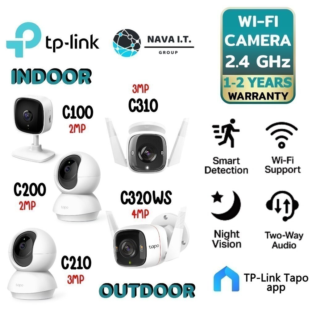 🛵มีส่งด่วน💨 TP-LINK TAPO C100 C200 C210 C310 C320WS Security WiFi Camera กล้องวงจรปิด ประกัน 1-2 ปี