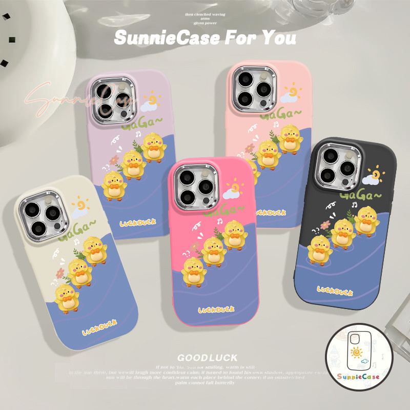 น่ารักสามรูปแบบลูกเป็ด เคสIPhone 7Plus 11 12 15 13 Pro Max เคสไอโฟน X XR XS Max 7 14 8 Plus SE แฟชั่น เคส