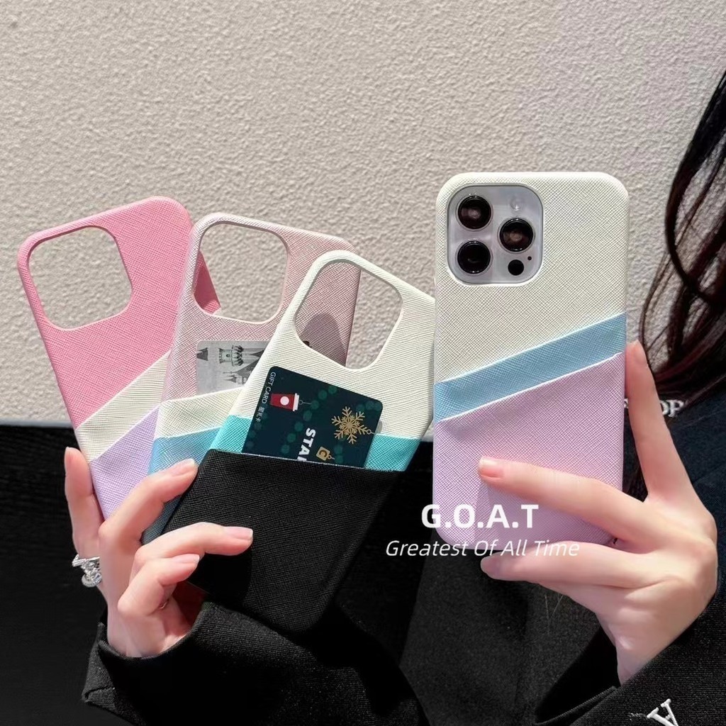 G.O.A.T การ์ดแพคเกจ Patchwork สีสําหรับ iPhone 16 15 pro max 11 14 13 12 Pro Max iPhone 14 15 16 plus ขั้นสูงเลนส์โลหะปกป้องเคสโทรศัพท์