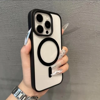 เหมาะสําหรับ iPhone เปลือกแข็งแม่เหล็กเข้ากันได้กับ iPhone 15 14 13 12 11 Pro Max 15Plus 14Plus กันชนซิลิโคนเปลือกแข็งโปร่งใส