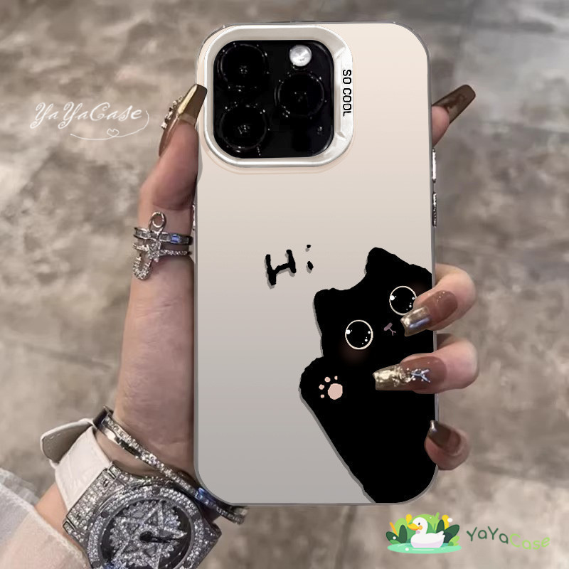 สำหรับ iPhone11 13 CASE FOR เคสไอโฟน15 14 12 Pro Max 15 14 7 8 Plus X XR XS MAX Hello Cat รุ่น สไตล์ ขั้นสูง สี เงิน เคส