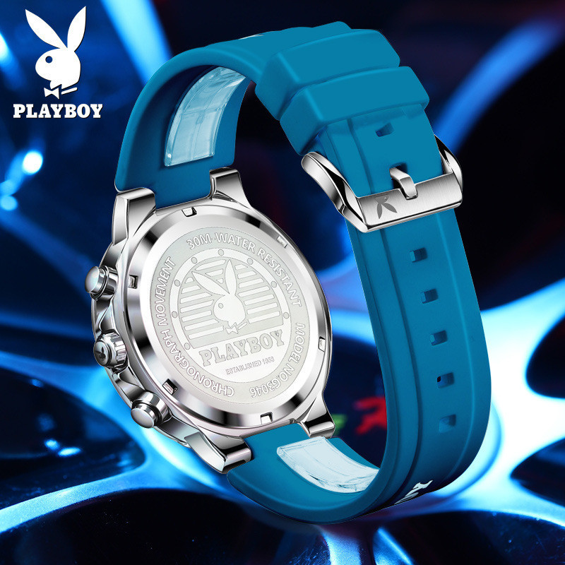 Playboy 3046 นาฬิกาแบรนด์แนวโน้มแฟชั่นหนุ่มส่องสว่างกีฬาโครโนกราฟนาฬิกาผู้ชายผู้ชาย