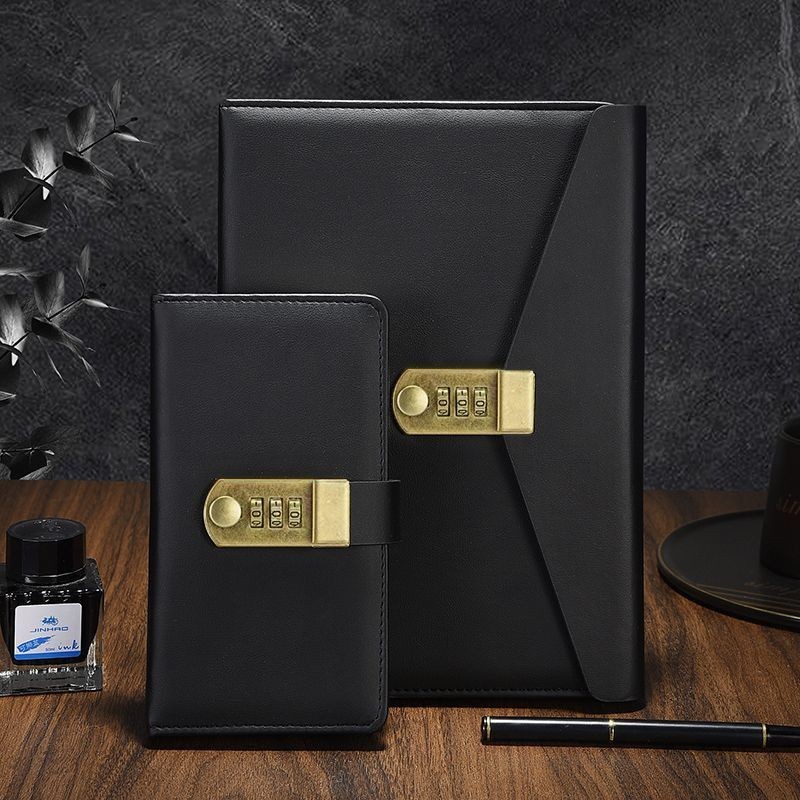A6/a5 Travel Notebook พร้อมรหัสล็อครหัสผ่าน Agenda Diary Journal Notepad เครื่องเขียนธุรกิจสีดําสีแดงสีน้ําตาลสีฟ้า