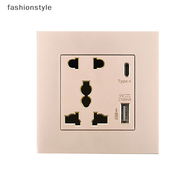[Fashionstyle] Power 2100MA USB Outlet แผงแก้วคริสตัล 13A UK Wall Type C ซ็อกเก็ตอินเทอร์เฟซ [th]