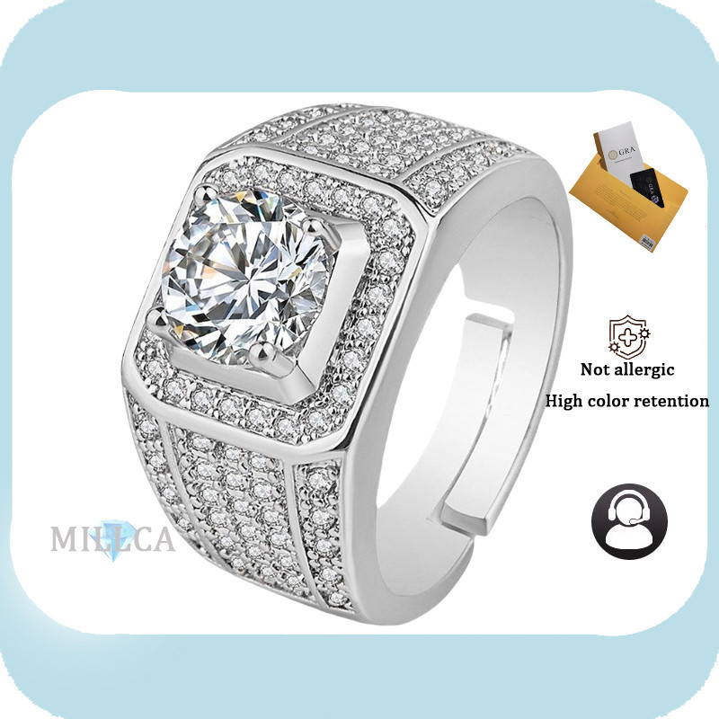 รวมใบรับรอง GRA |แหวนเปิด Moissanite Diamond แพลตตินั่ม Splendid Fashion Moissanite