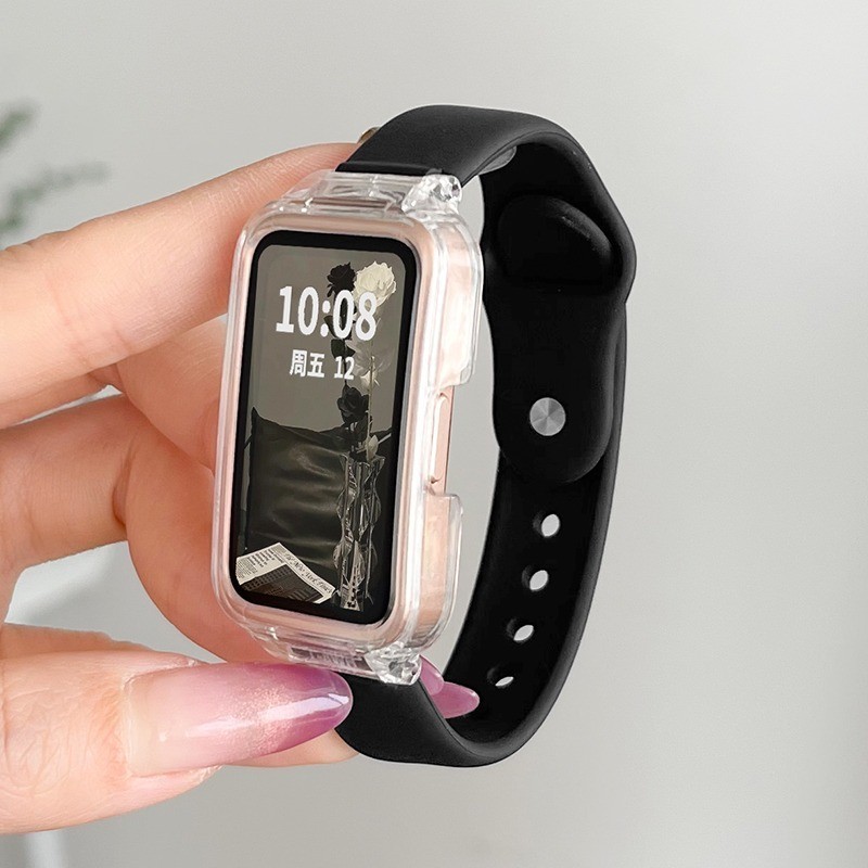 สายรัดซิลิโคนแฟชั่นสําหรับ Huawei Band 11 / 11 Pro /10 / 9 / 8 / 7 / 6 / 6Pro สําหรับ Honor Band 7 6 สีทึบสร้อยข้อมือนุ่มเปลี่ยนสายรัดข้อมือ