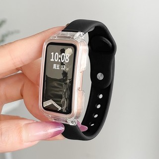สายรัดซิลิโคนแฟชั่นสําหรับ Huawei Band 11 / 11 Pro /10 / 9 / 8 / 7 / 6 / 6Pro สําหรับ Honor Band 7 6 สีทึบสร้อยข้อมือนุ่มเปลี่ยนสายรัดข้อมือ