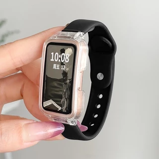 สายรัดซิลิโคนแฟชั่นสําหรับ Huawei Band 11 / 11 Pro /10 / 9 / 8 / 7 / 6 / 6Pro สําหรับ Honor Band 7 6 สีทึบสร้อยข้อมือนุ่มเปลี่ยนสายรัดข้อมือ