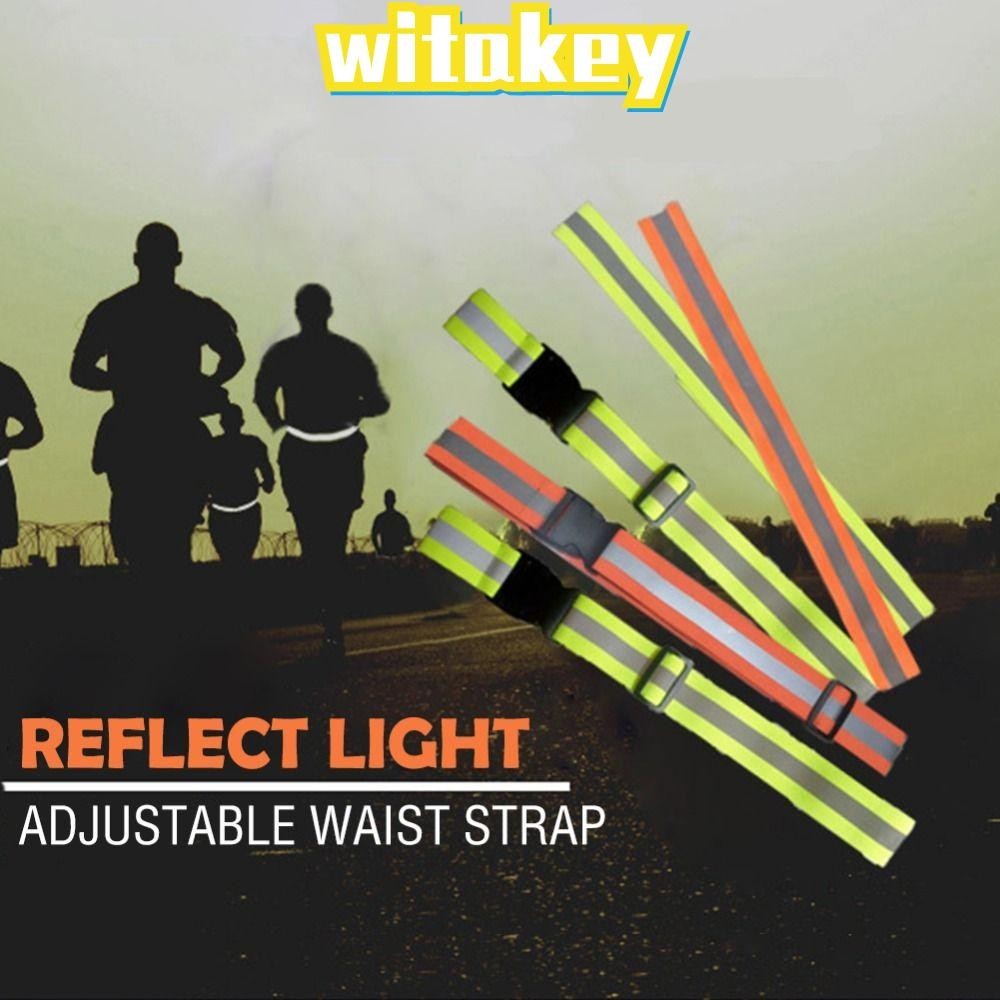 Witakey เข็มขัดสะท้อนแสงยืดหยุ่นสูงที่มองเห็นได้ความปลอดภัยกลางคืนเอวสะท้อนแสง
