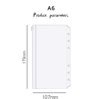 แฟ้ม LR A4 และขนาดยาว Organizer, A6/A5 PP Binder ฝาครอบใส 6 หลุมหลวมสําหรับเครื่องเขียนเงินผู้ถือเอกสาร