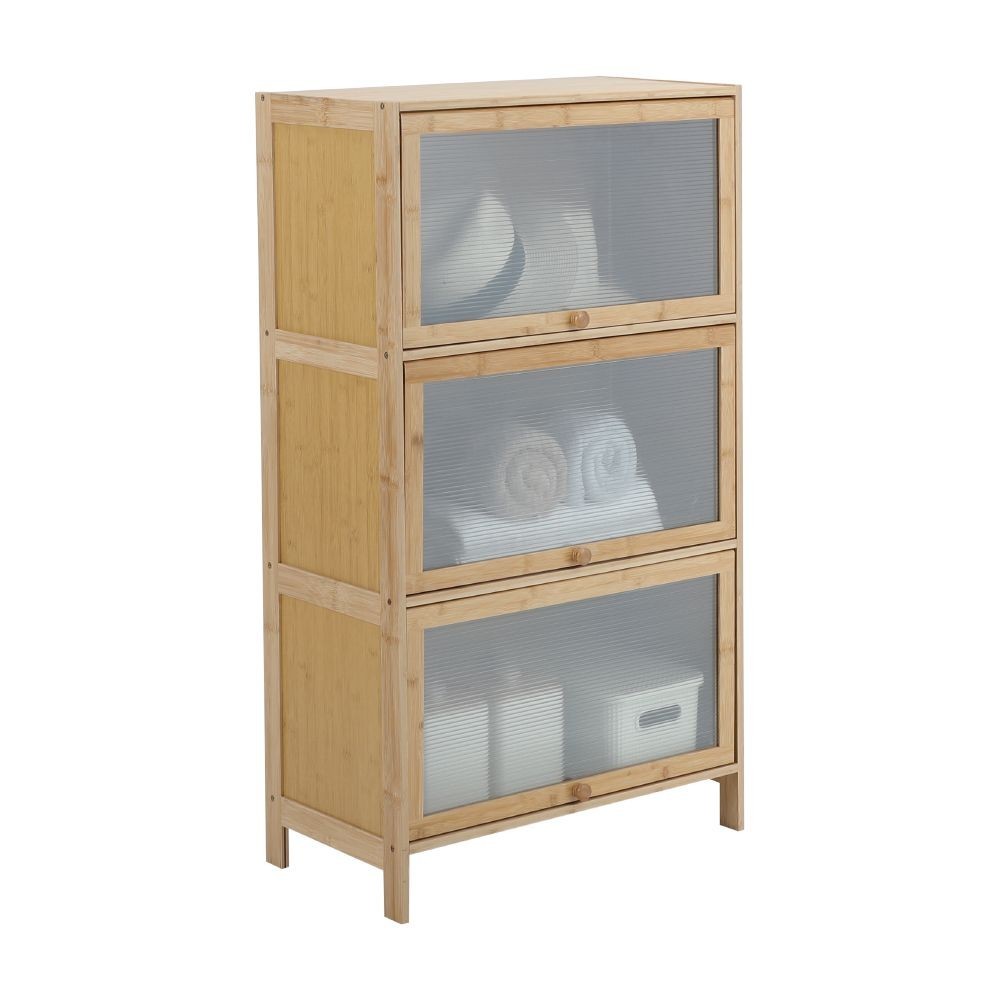 HomeHuk ตู้อเนกประสงค์ 3 ชั้น รุ่นโทชิโนะ - สีธรรมชาติ - รูปที่ 2