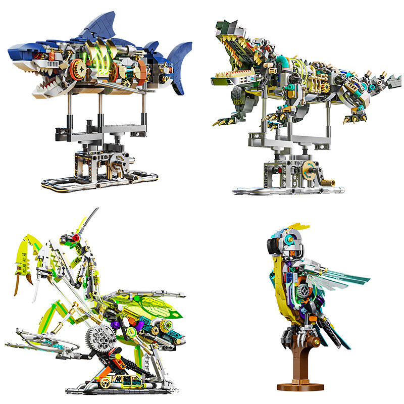 นกแก้วกึ่งกลไก Mantis จระเข้ Velcro Shark รุ่นอนุภาคขนาดเล็กอาคารบล็อกตกแต่งของขวัญ