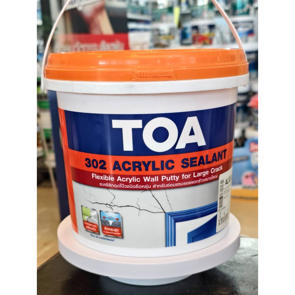 TOA 302 อะคริลิกอุดโป๊ว ชนิดยืดหยุ่น (4 กก.) ทีโอเอ 302 อะคริลิกซีลแลนท์ อุดโป๊ว ซ่อมรอยแตกร้าว