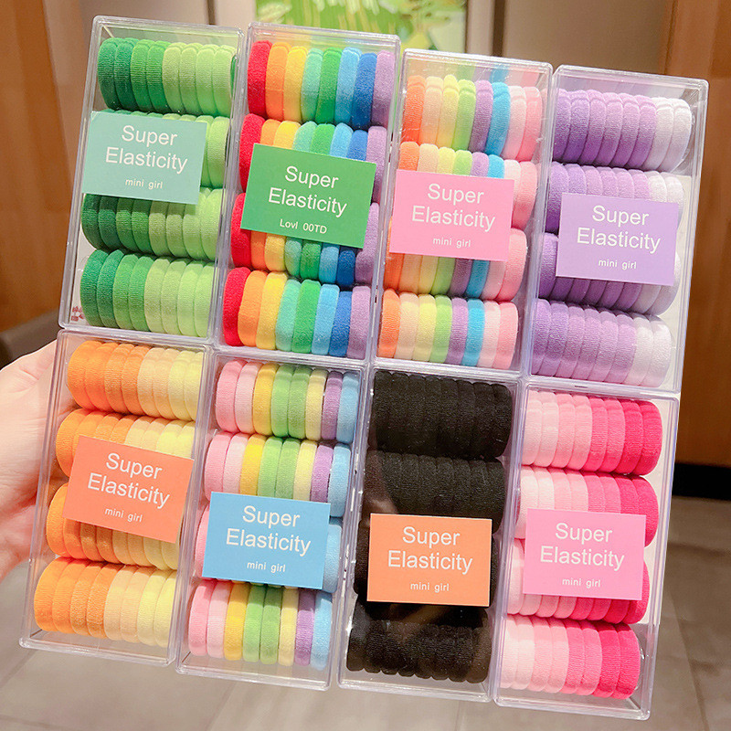 เกาหลีสีเด็กผมแหวนสาวยืดหยุ่นสูงผมหางม้ายางรัดผ้าโพกศีรษะ