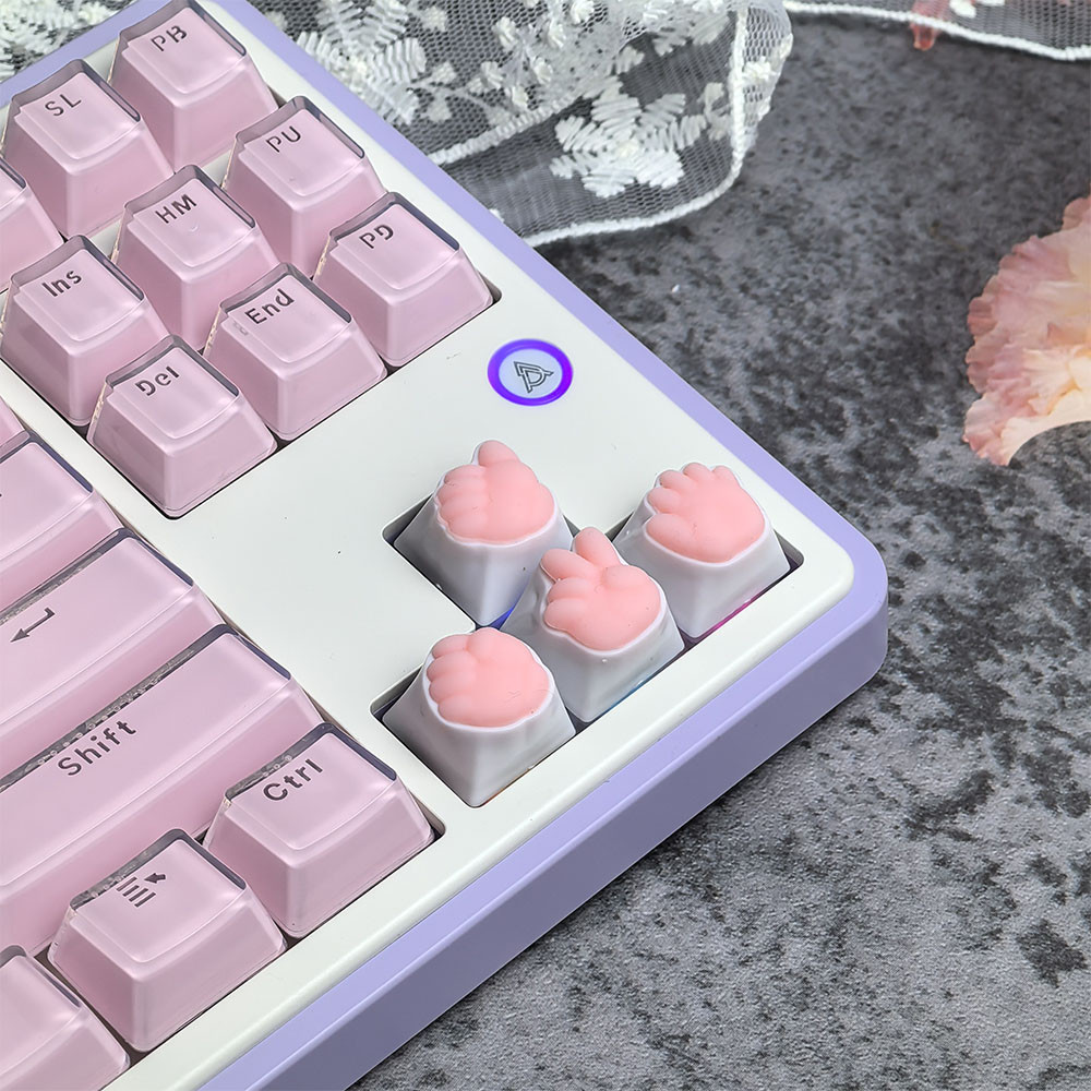 Cat Paw Keycap คีย์บอร์ด DIY Keycaps สีชมพูสร้างสรรค์น่ารักการ์ตูน Corgi ก้นซิลิโคน Keycap Personlized Rock กระดาษกรรไกร Thumbs-up Claw Keycaps