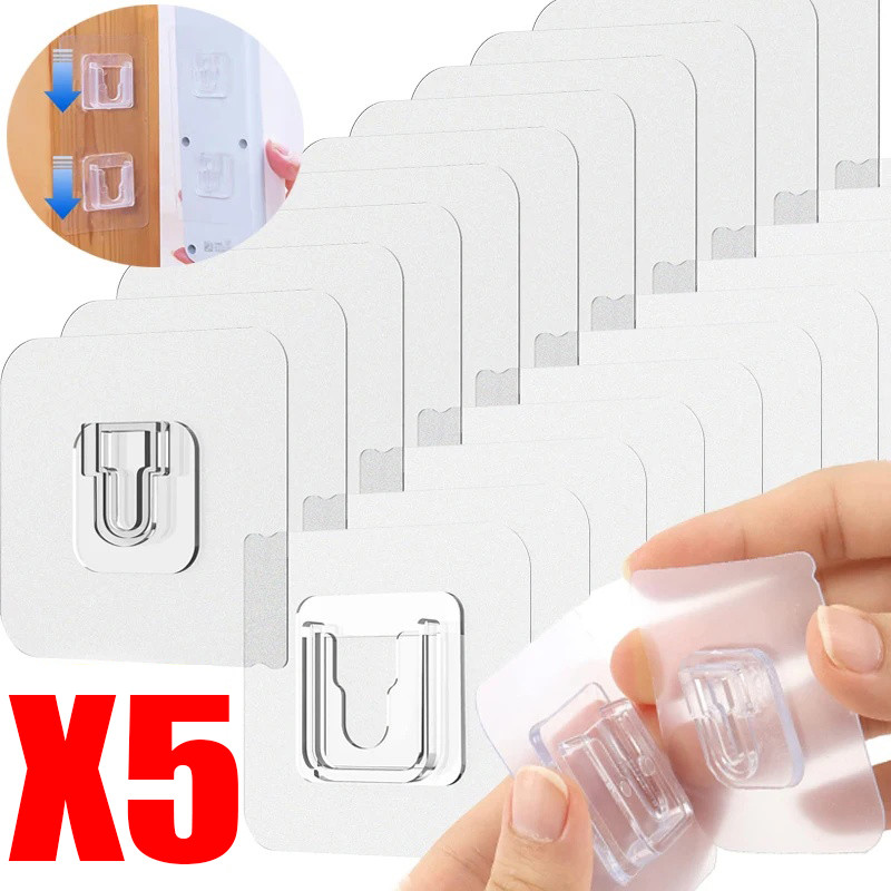 ตะขอแขวนผนังสองด้านที่แข็งแกร่ง-ห้องครัวห้องน้ําไม่มีร่องรอยที่วางซ็อกเก็ต-ไม้แขวนเสื้อถ้วยดูดโปร่งใส