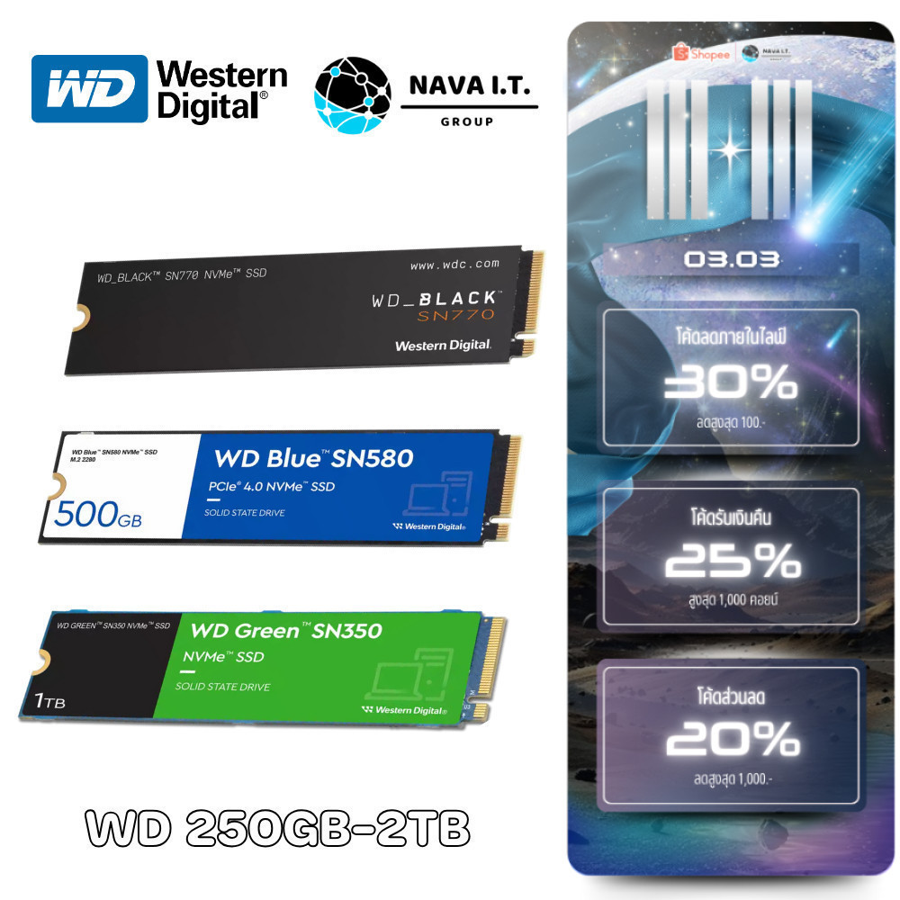 🛵มีส่งด่วน💨 SSD WD BLACK  SN750SE SN770 WD BIUE SN580 GREEN SN350 M.2 2280