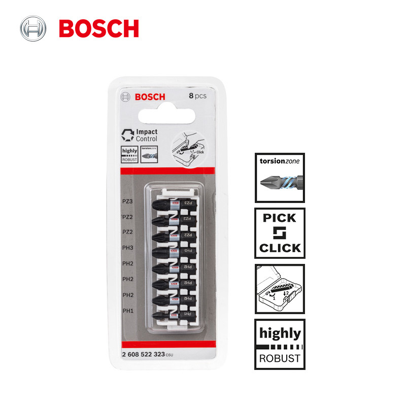 ชุดหัวแบทช์ทนแรงกระแทกของอุปกรณ์เสริม Bosch (25mm, PH1, PH2 (3 x), PH3, PZ2 (2 x), PZ3)