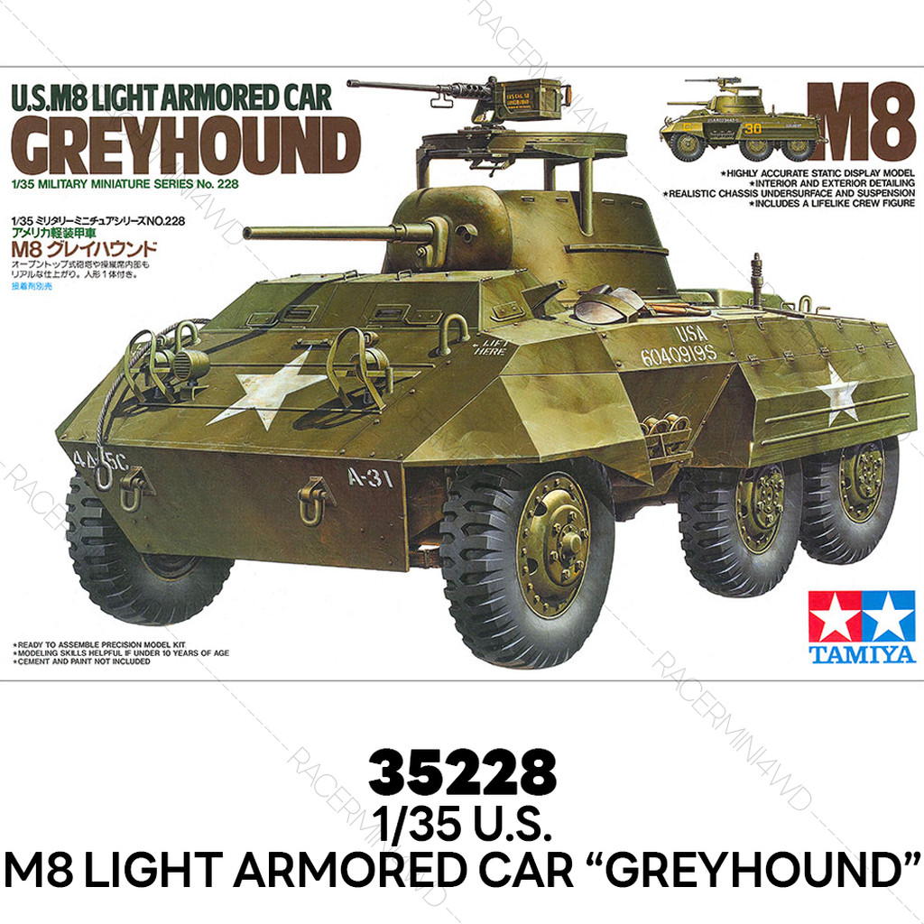 TAMIYA 35228 1/35 Model Kit U.S. M8 Light Armored Car "Greyhound"