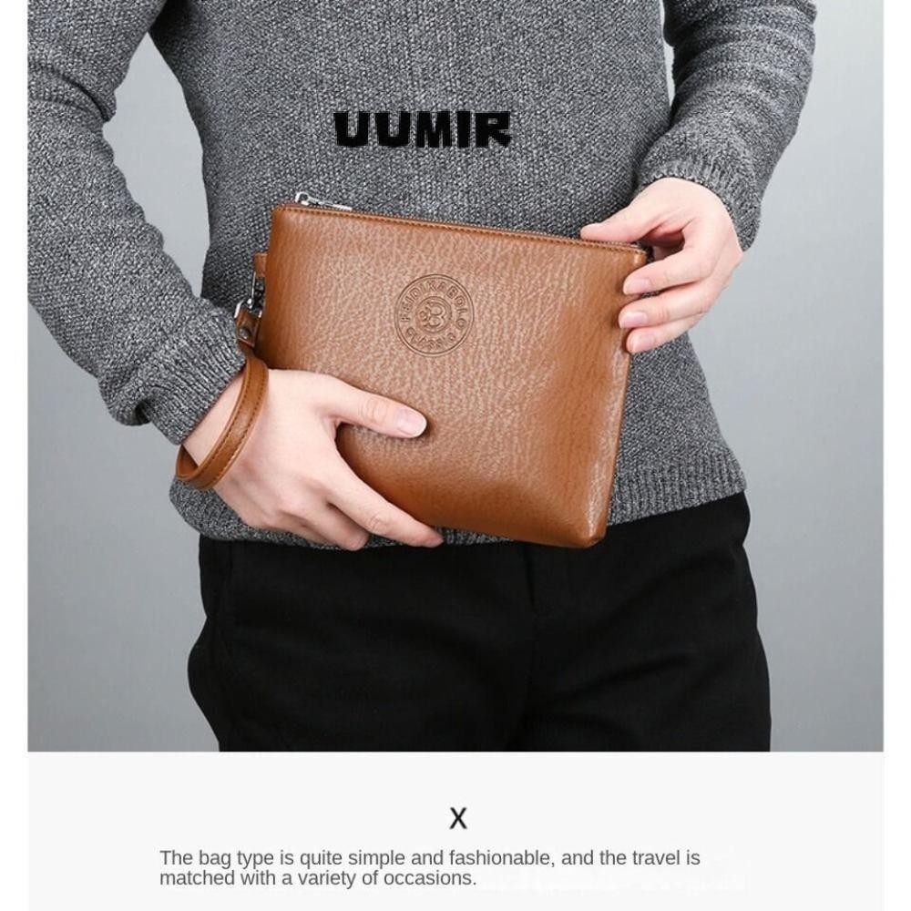 Uumir กระเป๋าคลัทช์ชาย, แพ็คเกจซองหนังนุ่ม PU เพื่อการพักผ่อน, กระเป๋ามือถือความจุขนาดใหญ่