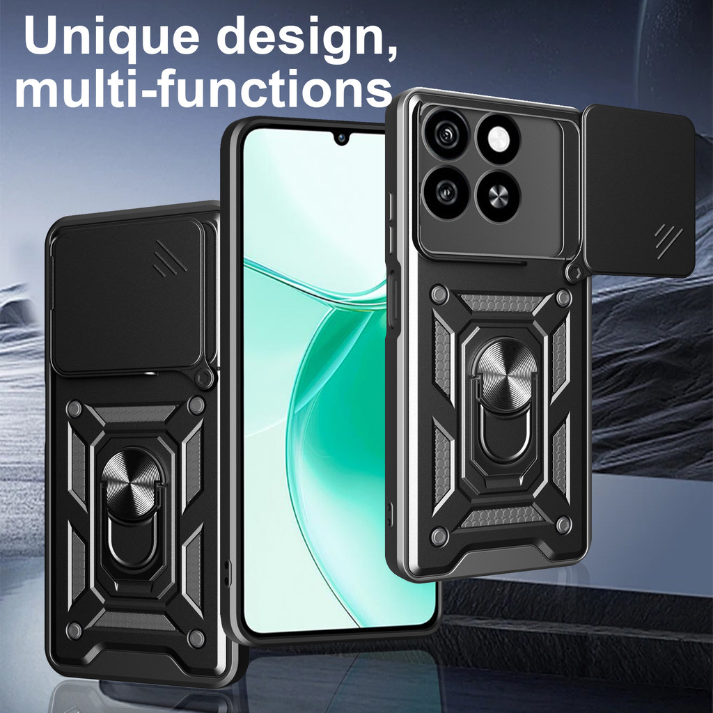 เคส ZTE Blade A35 4G Z2453 ZTE Blade A55 4G Z2450 ใหม่หน้าต่างบานเลื่อนหมุนวงเล็บแม่เหล็ก, เลนส์รวมทุกอย่างฝาครอบป้องกันป้องกันการตก