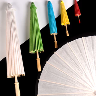 ร่มกระดาษสีขาวสไตล์จีนย้อนยุคขนาด 60/84 ซม. ร่มกระดาษ DIY ทาสีได้ อุปกรณ์ประกอบฉากถ่ายภาพ ตกแต่งงานแต่งงาน