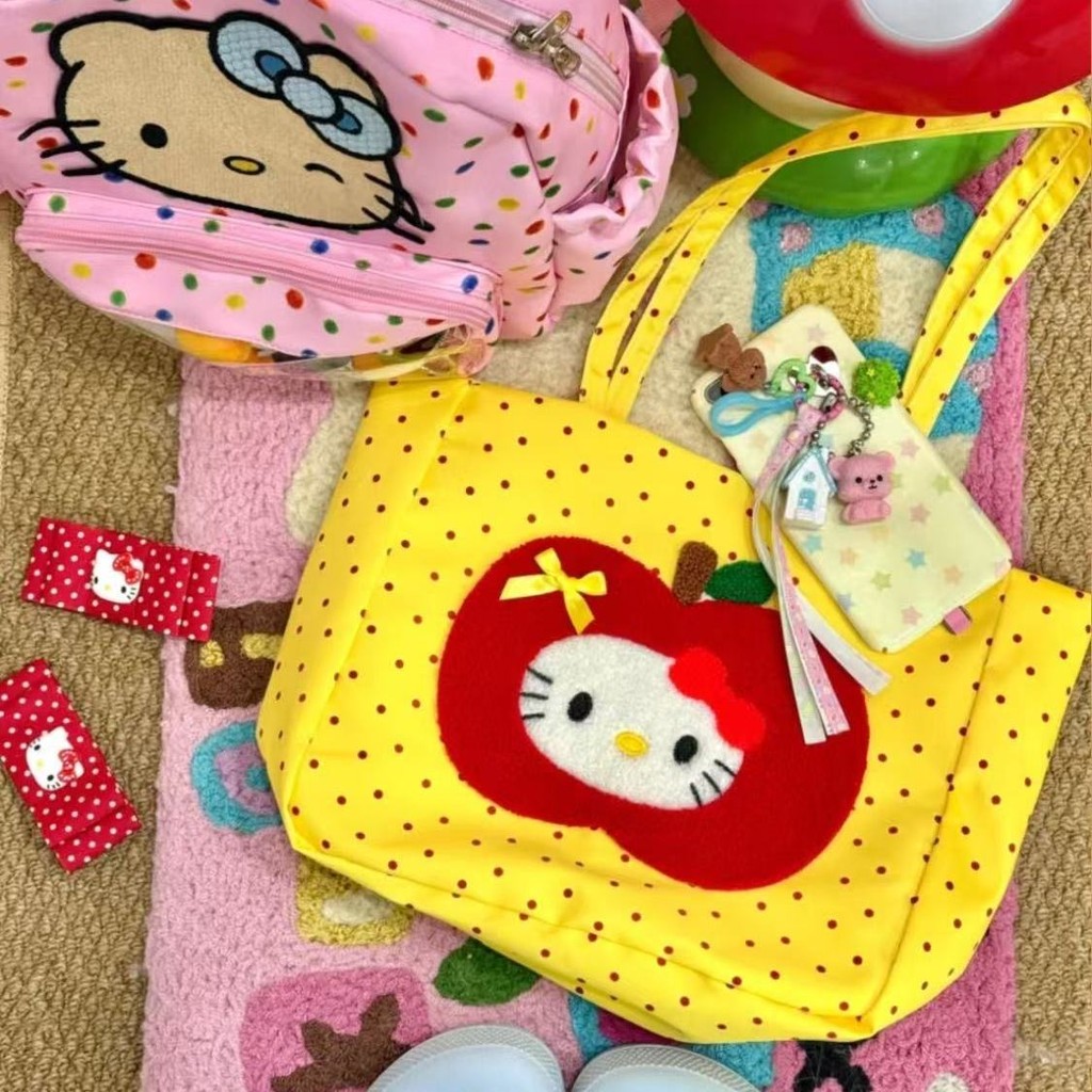 กระเป๋าถือลายการ์ตูน Hello Kitty ของ Apple KT สไตล์เรโทร สําหรับช้อปปิ้งทุกวัน