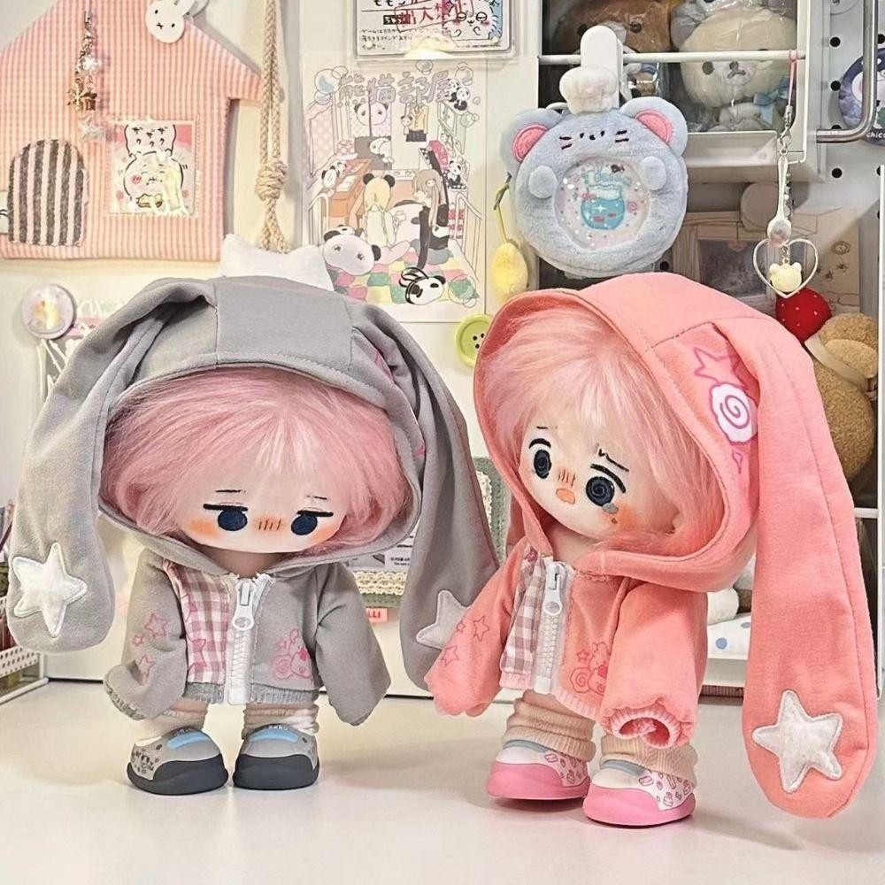 โครติน่าตุ๊กตากระต่ายหูเสื้อ,สีชมพูสีเทา20เซนติเมตรตุ๊กตาเสื้อผ้า,ตุ๊กตาอุปกรณ์เปลี่ยนชุดเกมการ์ตูนกระต่ายหูมินิเสื้อกันหนาวแจ็คเก็ตผ้าฝ้ายต - รูปที่ 3