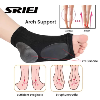 Sriei 1 คู่ Arch Support Sleeve Cushioned Soft Elastic Gel Pad ผ้า Arch ถุงเท้าสําหรับแบนปวดเท้า Plantar Fasciitis ส้น Spurs