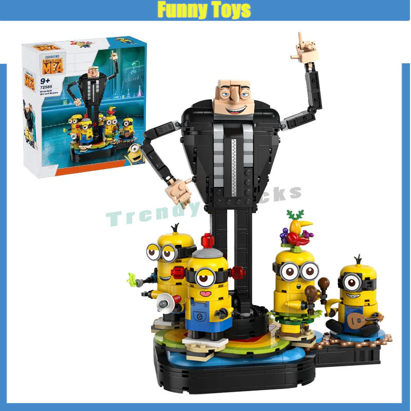 75582 Brick-Built Gru และ Minions Building Blocks Despicable Me 4 ประกอบเครื่องประดับของเล่นเด็กของข