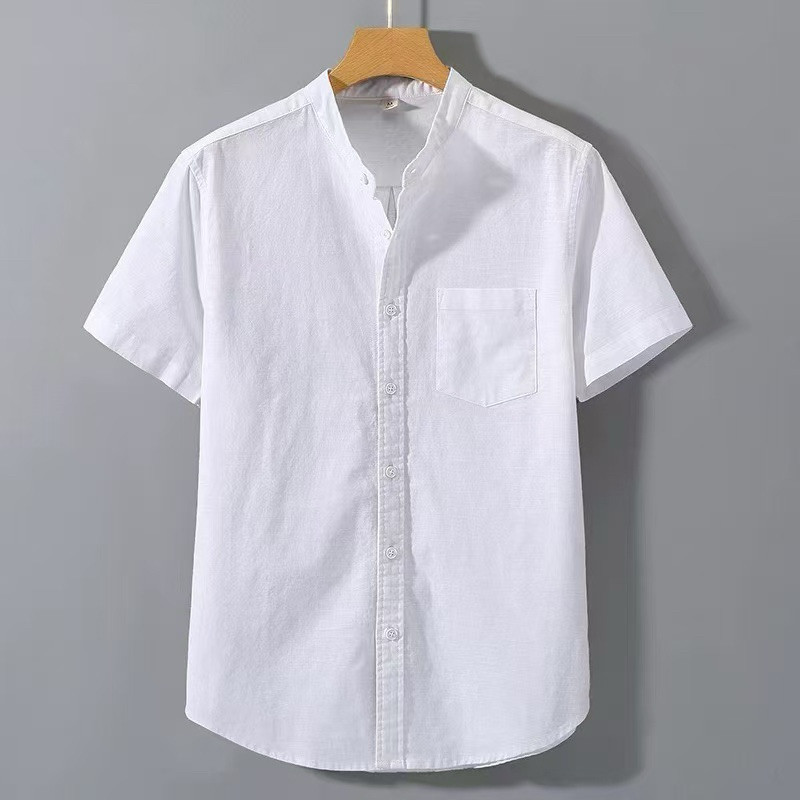 พร้อมส่ง  เสื้อเชิ้ตคอจีนแขนสั้น S-XXL เสื้อเชิ้ตผู้ชาย เสื้อผ้าผู้ชาย men
