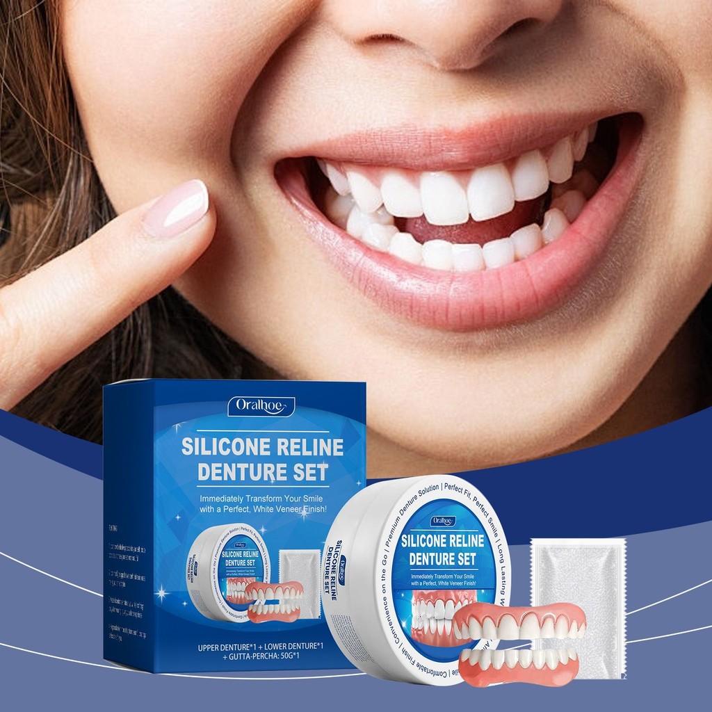 แก้ไขฟันฟันปลอมชุดเต็มปากจําลองปกน่าเกลียดฟันกาววัสดุบรรจุชั่วคราวฟันปลอมที่มองไม่เห็นฟันปลอม20250319