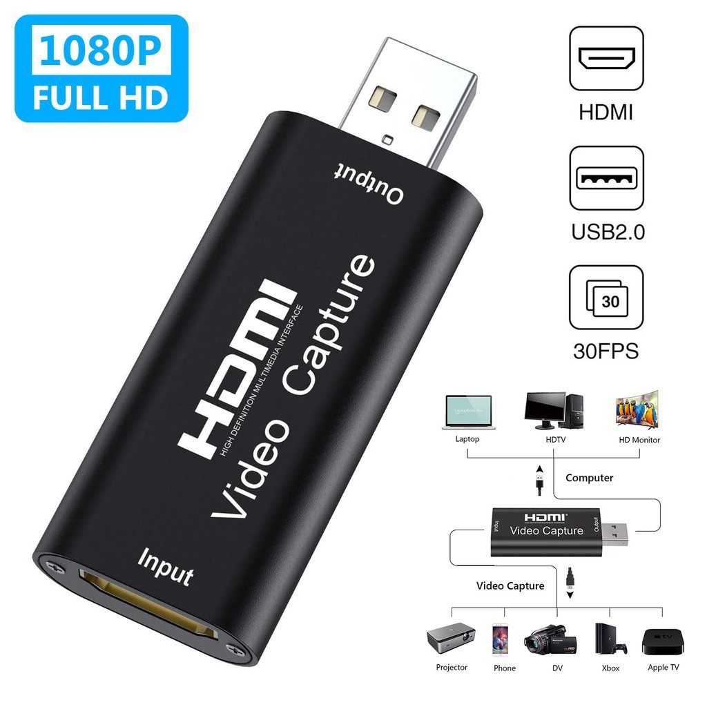 4K 1080P Full HD HDMI to USB 2.0 การ์ดจับภาพวิดีโอสําหรับโทรศัพท์เกมวิดีโอการบันทึกสด