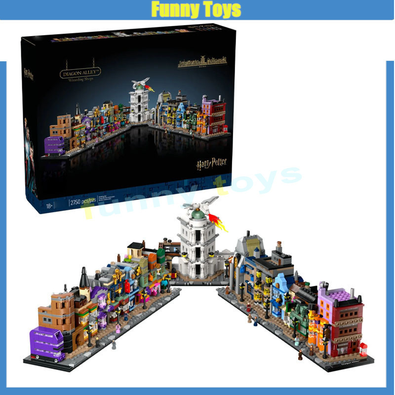 76444 Diagon Alley Wizarding Shops Building Blocks Street View Architecture ของเล่นสําหรับของขวัญเด็