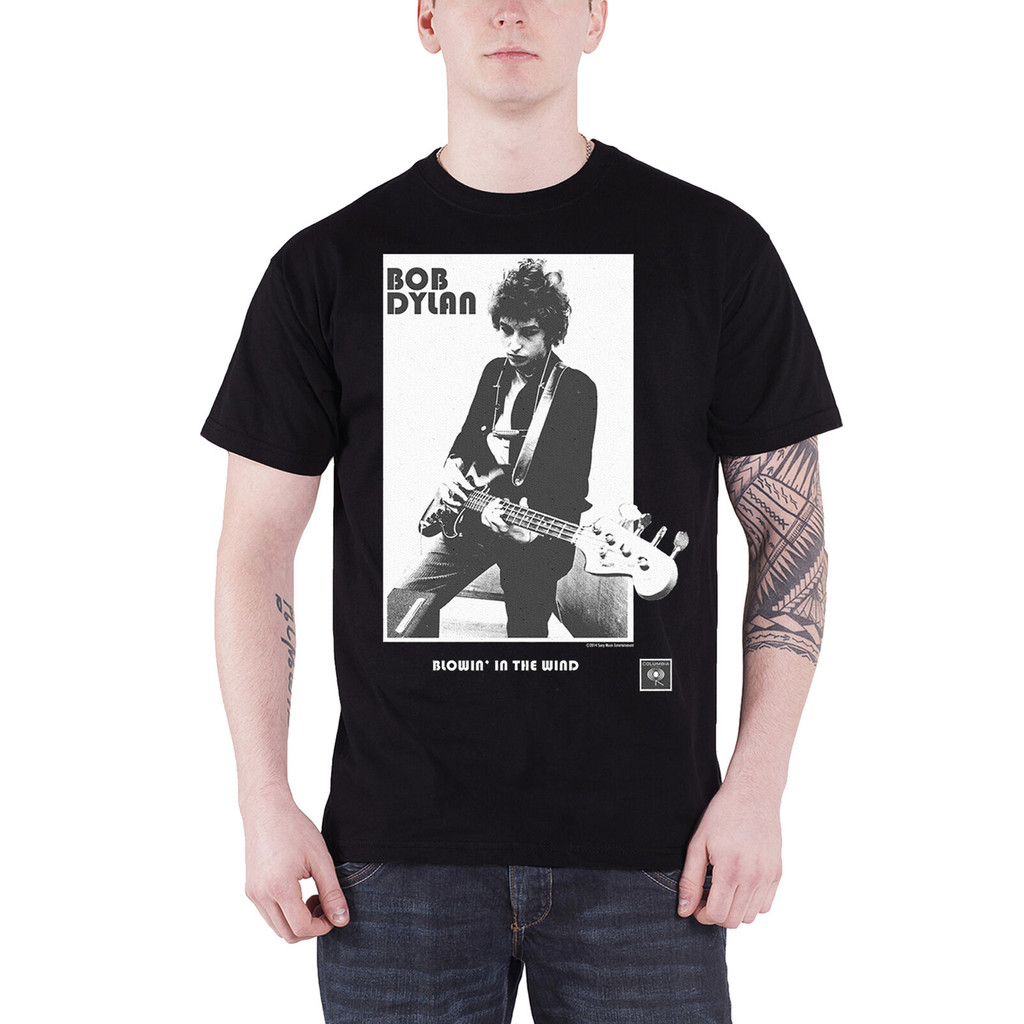 Bob Dylan T เสื้อเป่าในลม Contrast Band โลโก้ Otops Casual Streetwear