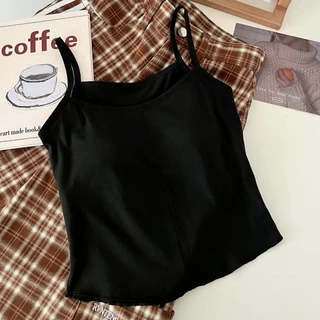 YY98 เสื้อสายเดี่ยวซับใน มีฟองน้ำ เย็บติดไร้ขอบ ใส่สบาย ผ้านุ่ม น่ารัก เหมาะกับลุคหวานๆใสๆ ราคาถูก