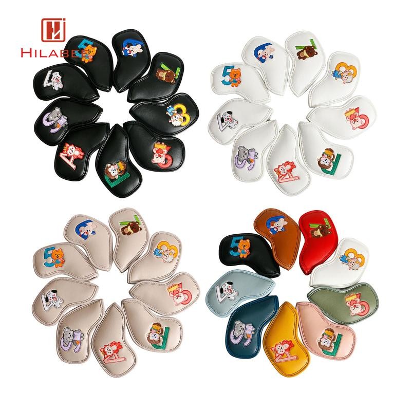 Hilabee 9x Golf Iron Headcover Sleeve Golf Club Head Cover Protector Cue Waterproof for Outdoor Training Golfer