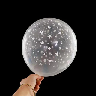 ส่งจากไทย ลูกโป่งใส 12 นิ้ว ลายดาว สำหรับตกแต่ง 5 ใบ ลูกโป่งวันเกิด star balloons กระดาษ ห่อขวัญ