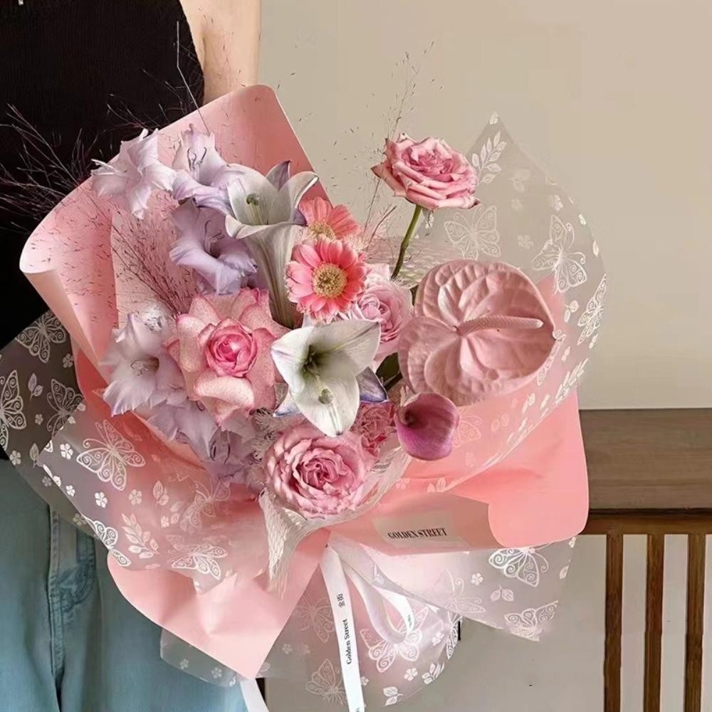 คาอุส‌ 20ชิ้นผีเสื้อกระดาษห่อดอกไม้,ผีเสื้อลวดลาย ทําเอง งานฝีมือดอกไม้บรรจุภัณฑ์กระดาษ,โปร่งแสงกันน้ําหนากระดาษห่อช่อดอกไม้ดอกไม้ - รูปที่ 6