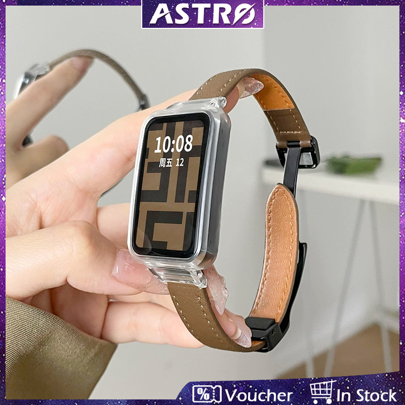 Astro สําหรับ Xiaomi Band 9/8 Active strap หนังสไตล์หัวเข็มขัดแม่เหล็ก Mi 7 pro สายรัดข้อมือสายใหม่สมาร์ทสร้อยข้อมือกีฬา 9 6 5 4 3 NFC Soft retro สายหนัง PC Hollow Case ชุด