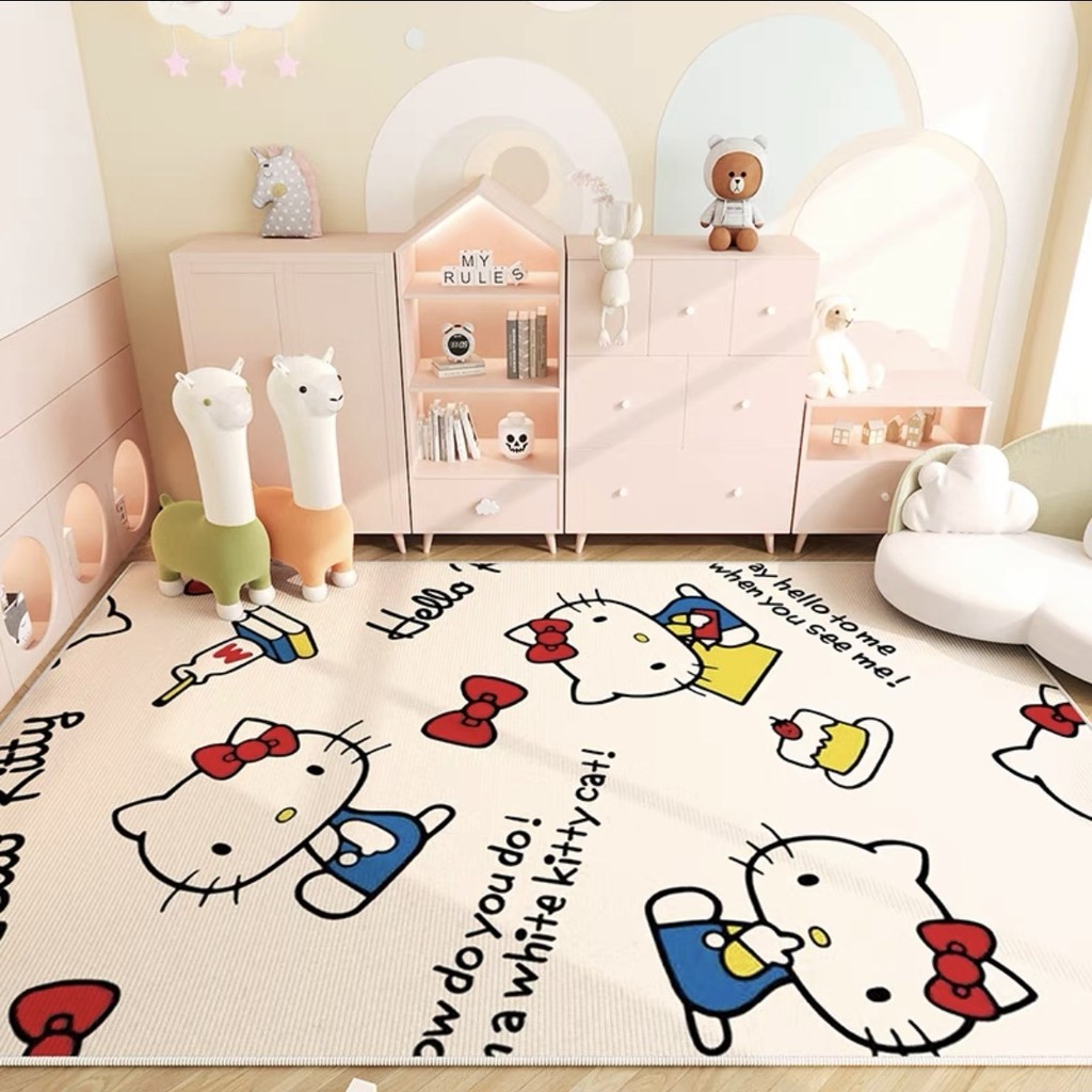 Hello Kitty พรมห้องเด็กห้องนอน Early Education Center เสื่อปีนเขาการ์ตูนพรมปูพื้น