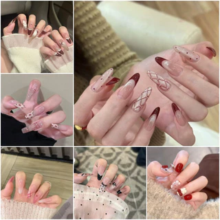 10 ชิ้นอัลมอนด์รูปร่างเล็บปลอม Kuku Pallsu Pkain สีลูกisan Kuku Pallsu การออกแบบที่เรียบง่าย