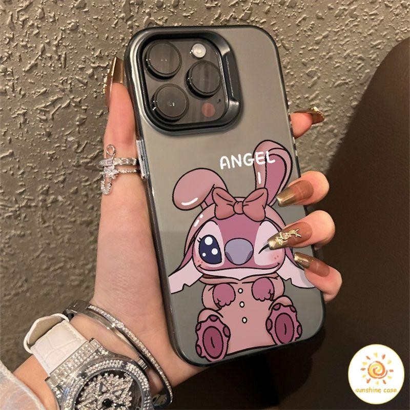 ชุดนอนการ์ตูนน่ารักแองเจิลกรอบโลหะกรณีโทรศัพท์มือถือ ไอโฟน11 For iPhone12 13 14 15Pro MAX X XS XR XS 6 7 8Plus SE2020