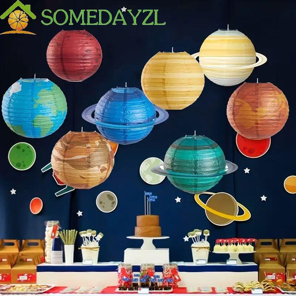SOMEDAYZL โคมไฟกระดาษดาวเคราะห์แขวน,โคมไฟกระดาษเต็มไปด้วยดวงดาวแบบแขวนแบบพับได้,กระดาษแบบพกพาสร้างสรรค์ระบบพลังงานแสงอาทิตย์โคมไฟดาวเคราะห์เด็ก